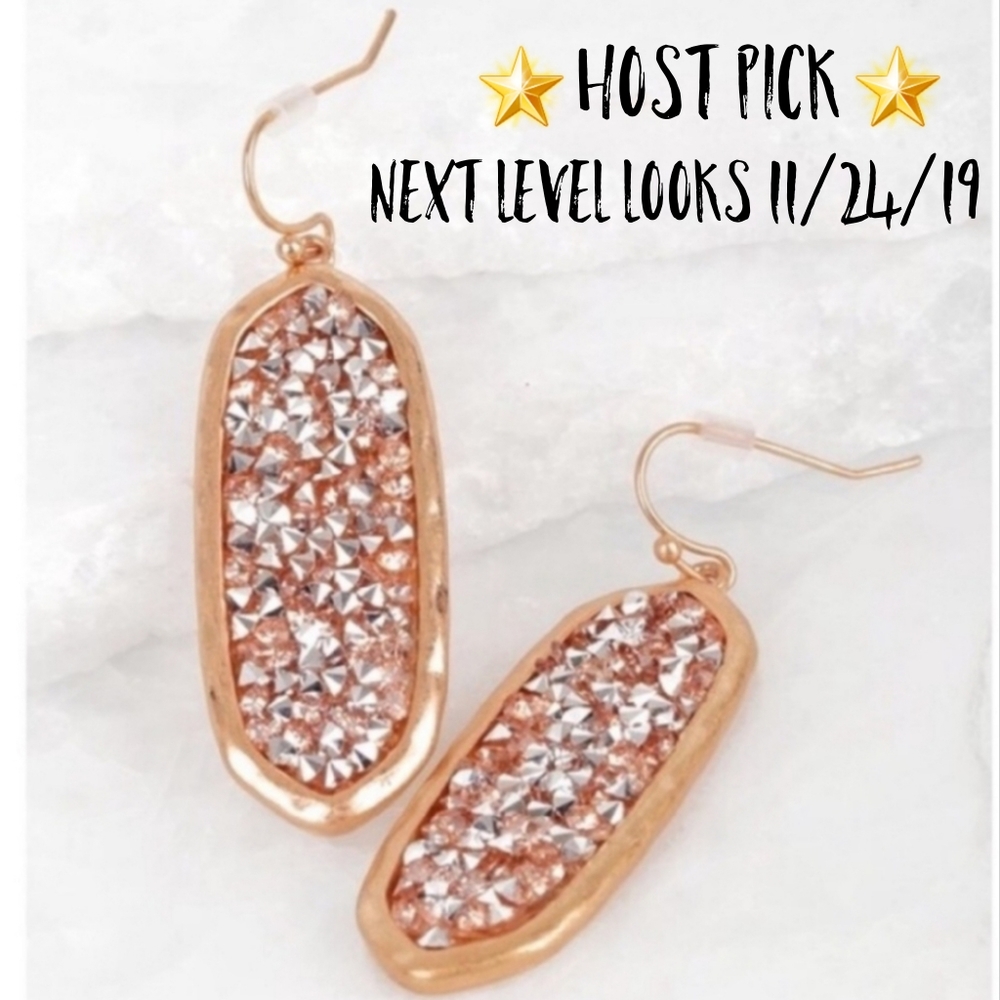 Rose & Gold Glitter Stone Earrings